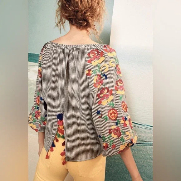 Anthropologie Embroidered Soleil Top by Floreat Size M - Picture 3 of 13